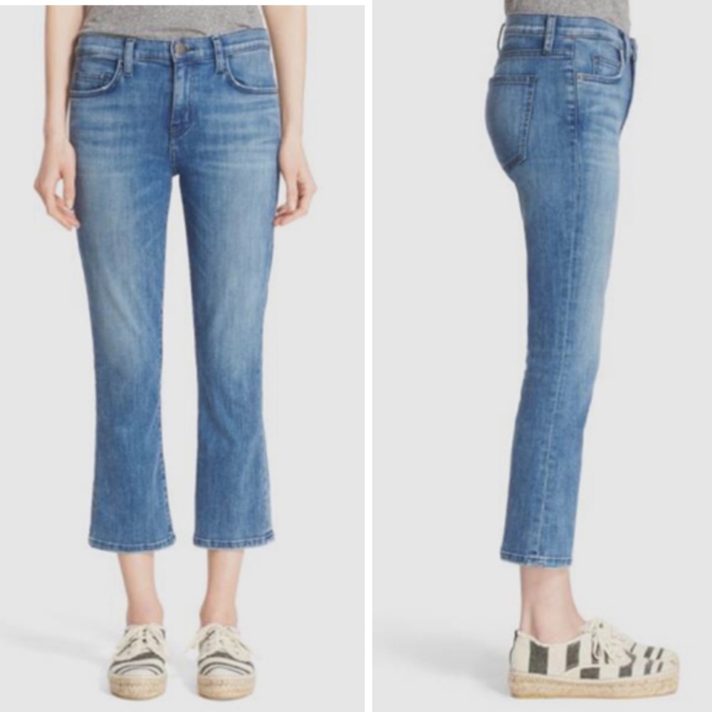 CURRENT/ELLIOTT Kick Crop Flare Light Wash Jeans